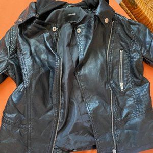 FOREVER 21 - Faux Leather Jacket w/ Hood